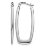14k White Gold 2.25x Polished Rectangle Tube Hoop Earrings