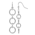 14k White Gold Diamond-cut Circles Dangle French Hook Earrings