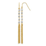 14K Two-tone Faceted Beads with Tassel Dangle French Hook Earrings