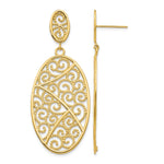 14K Filigree Oval Dangle Post Earrings