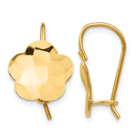 14k Concave Hammered Flower Disc Kidney Wire Earrings