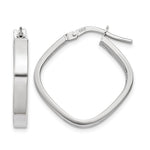 14K White Gold 3x Flat Edge Square Tube Hoop Earrings