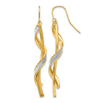 14k Polished Glitter-Infused Spiral Dangle French Hook Earrings