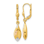 14k Yellow w/White and Rose Rhodium-plated D/C Dangle Leverback Earrings