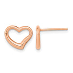 14k Rose Gold Polished Open Wavy Heart Post Earrings