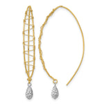 14k Two-tone Polished Wire-Wrapped Diamond-cut Dangle Threader Earrings