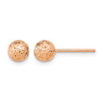 14k Rose Gold Diamond-cut Puffed Ball Post Earrings