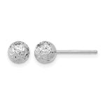 14k White Gold Diamond-cut Puffed Ball Post Earrings