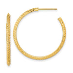 14k 2x Polished Diamond-cut Round Hoop Post Earrings
