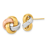 14k Yellow Gold w/White & Rose Rhod Pol Love Knot Post Earrings