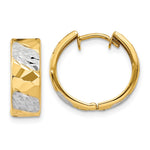 14k Diamond-cut Rhodium Hoop Earrings