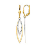 14k Two-tone Diamond-cut Dangle Leverback Earrings