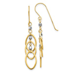 14k Two-tone Oval Beaded Dangle Earrings