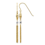 14k Two-tone Bead and Chain Tassel Dangle French Hook Earrings