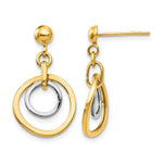 14k Two-tone Circle Dangle Post Earrings