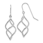 14k White Gold Polished Short Twisted Dangle Earrings