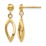 14k Twisted Oval Dangle Post Earrings