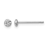 14K White Gold Textured Puffed Round Button Stud Earrings