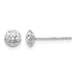 14K White Gold Textured Puffed Round Button Post Earrings