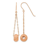 14K Rose Gold Chain with Diamond-cut Puffed Donut Bead Dangle French Hook Earrings
