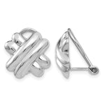 14k White Gold Polished X Omega Back Non-pierced Earrings