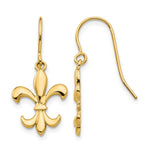 14k Polished Fleur de lis Dangle French Hook Earrings