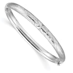 14k 3/16 White Gold Florentine Hinged Bangle