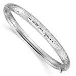 14k 4/16 White Gold Florentine Engraved Hinged Round Bangle Bracelet