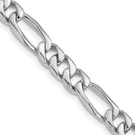 14K White Gold Hand Polished Figaro Link with Fancy Lobster Clasp Chain
