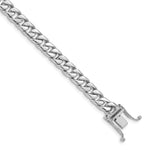 14K White Gold Hand Polished Flat Beveled Curb Link with Box Catch Clasp Bracelet