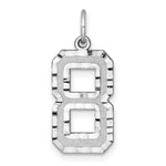 14kw Large Brushed Diamond-cut Number 8 Charm