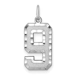 14kw Large Brushed Diamond-cut Number 9 Charm