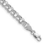 14k White Gold Hollow Double Link Charm Bracelet