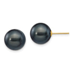 14k 10- Black Round Freshwater Cultured Pearl Stud Post Earrings
