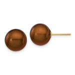 14k 10- Brown Round Freshwater Cultured Pearl Stud Post Earrings