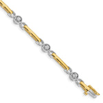 14k Two-tone Complete 1/2 carat Round A Diamond Bar Tennis Bracelet