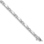 14k White Gold Complete 1.13 carat Round AA Diamond Curved Bar Link Tennis Bracelet