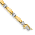 14k Two-tone Complete 1.87 carat Round AAA Diamond Curved Bar Link Tennis Bracelet