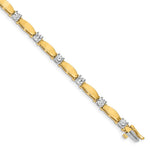 14k Two-tone Complete 2.75 carat Round AA Diamond Curved Bar Link Tennis Bracelet