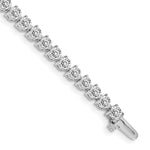 14k White Gold Complete 7 carat Round A Diamond 3-prong Tennis Bracelet