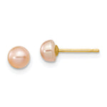 14k 4- Pink Freshwater Cultured Button Pearl Stud Post Earrings