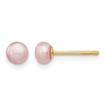 14K 4- Purple Button Freshwater Cultured Pearl Stud Post Earrings