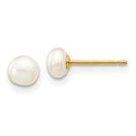 14k 4- White Button Freshwater Cultured Pearl Stud Post Earrings