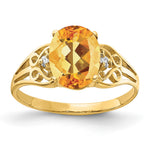 14k 9x Oval Citrine and A Diamond Ring