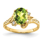 14k 9x Oval Peridot and A Diamond Ring