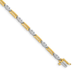 14k Two-tone Complete 2.1 carat Round VS Diamond Bar Link Tennis Bracelet