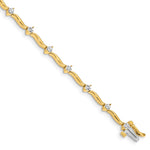 14k Complete 1 carat Round A Diamond 2-prong Wavy Bar Link Tennis Bracelet