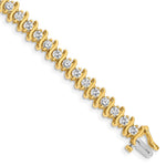 14k Complete 5.95 carat Round A Diamond 2-prong S-link Tennis Bracelet