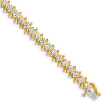 14k Complete 7.19 carat Round VS Diamond 2-prong S-link Tennis Bracelet