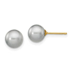 14k 7- Grey Round Freshwater Cultured Pearl Stud Post Earrings